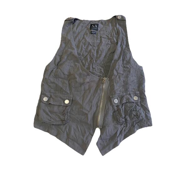 AX armani exchange gray asymmetrical military vest women’s size M zippered - Picture 1 of 5